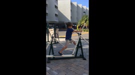 Boy's Workout Interrupted by Woman's Tumble