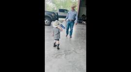 Uncle Has a Surprise For Young Nephew