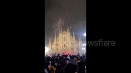 Italy: Inter Milan Fans Celebrate At Piazza Del Duomo After Winning 20th Serie A Title