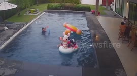 Drowning boy, 5, saved after falling from inflatable toy in swimming pool