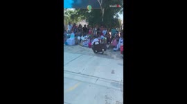 Excited boy's hopes for a 'smooth ride' CRASHED by a comical tumble