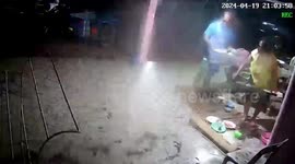 Storm whips through home ruining family's outdoor dinner in Thailand