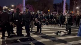 USA: Pro-Palestine messages are projected onto the Brooklyn Library in NY