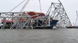 USA: Rescue crews working to clear debris from the Francis Scott Key Bridge in Baltimore, MD