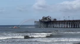 Oceanside Pier day 2 still on fire rescue still going on strong