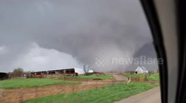 Strong to violent tornado near Shelby Iowa on 4-26-2024. Tornado caused significant damage.
