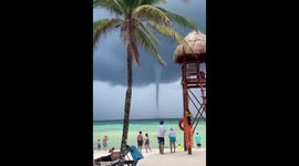 Massive waterspout twists off Riviera Maya coastline