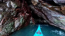 Exploring the Sea Caves on the Isle of Man (4K).  The colours of the rock on the cave walls haven't been filmed before.