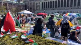 Columbia University students demonstrate against conflict in Gaza