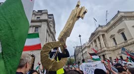 'We're coming home!': Pro-Palestine protesters in London hold giant key aloft as symbol of return to homes lost during the Nakba