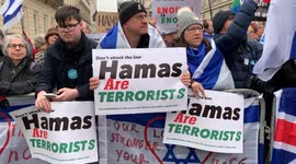 Pro-Israel counter-protestors sing