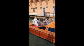 Pope Francis on boato after his visit to Biennale Art Pavilion in Venice