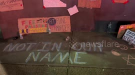 USA: Signs at the Gaza Solidarity Encampment in Manhattan, NY