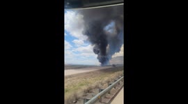 Derailed Train Catches Fire