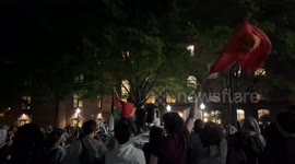 Protesters at George Washington University have stormed the police barricades onto the U-Yard grounds