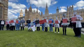 Campaigners pro and against asissted dying protest outside British parliament