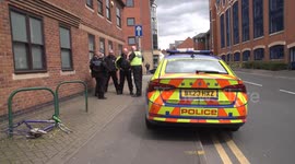 Rwanda protesters block Home Office vehicles after government move forward with deportations - Loughborough, Leicestershire, UK