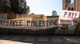 Protesters continue on the UCLA campus in Los Angeles, California