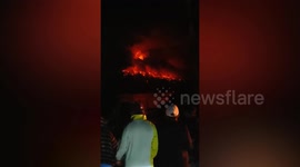 Mount Ruang volcano erupts in Indonesia spewing lava into night sky