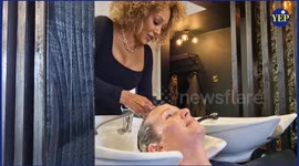 Mel B gives out blow dries - as she tells women to 'educate themselves' on abuse