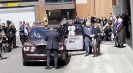 King Charles III leaves Macmillan Cancer Center after the first public engagement after cancer treatment