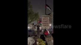 USA: Chants at the Gaza Solidarity Encampment held by CCNY in Manhattan