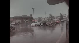 Tesla Cam Captures Tornado Tearing Up Parking Lot