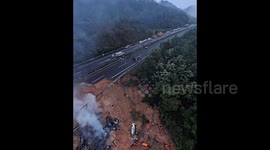 Aftermath of highway collapse that killed 24 captured in aerial 360 view