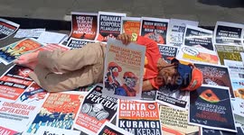 Labour and activists took the street protest during International Labour Day  2024 In Bandung Indonesia