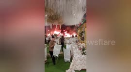 Wedding guests left scrambling as fire rips through ceremony in central India