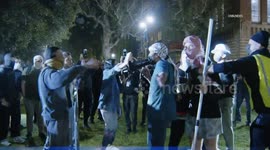 Footage of violent clashes at pro-Palestine encampment at University of California