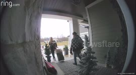 Woman Slips and Falls on Icy Front Steps