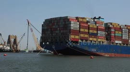 USA: Salvage Operations Underway to Clear Wreckage from Francis Scott Key Bridge in Baltimore, MD
