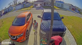 Basketball Hoop Falls and Nearly Hits Child