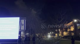 Pro-Israel counter protesters with Pro-Palestinian protesters who have set up an encampment at UCLA in Los Angeles
