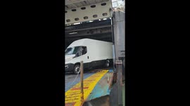 Strong Winds Tip Trucks In Ferry