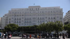 Movement of Madonna fans in front of the Copacabana Palace Hotel in Rio de Janeiro.