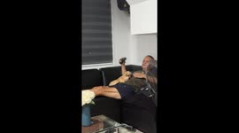 Grandpa's tender touch: dog's blissful massage session