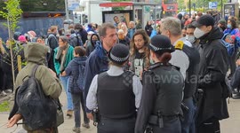 Protesters attempt to block coach taking asylum seekers from London hotel to Bibby Stockholm