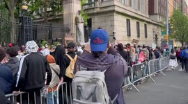 USA: People Chant for Palestine outside Columbia University’s gate in New York