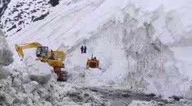 Clearance work underway after heavy snowfall in northern India