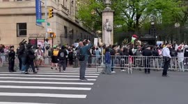 USA: Police presence at the rally for Palestine outside Columbia University’s gate in New York