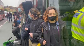 Police battle to maintain control as protestors attempt to stop removal of refugees from hotel.