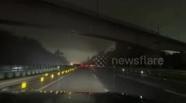 China: Tornado triggers sparks from high voltage power pole in Guangzhou