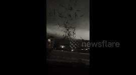 China: Debris swirls in the air as a tornado hits Guangzhou