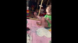 Little Girl Paints With Watercolor