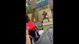 Big Guy Breaks Playset Swing