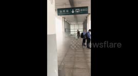 Chaotic scene unfolds: Rainstorm hits Shanwei Railway Station
