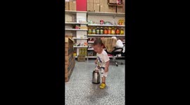 Toddler gets his leg stuck in kettle