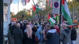 Palestine Protest takes place out of the French Embassy at South Kensington London